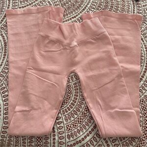 NVGTN Soft Pink Harmony Ribbed Flare Leggings Flares
